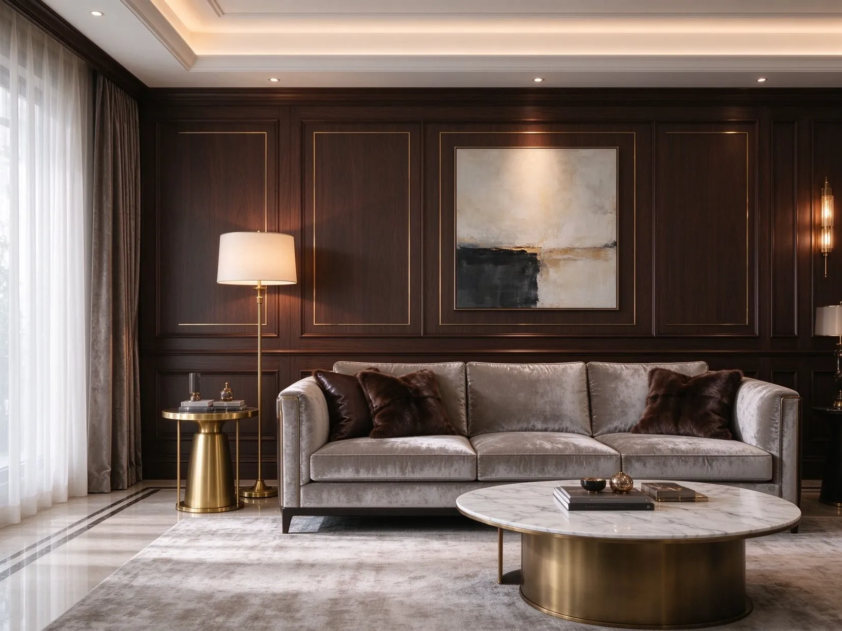 Italian luxe living room styling render