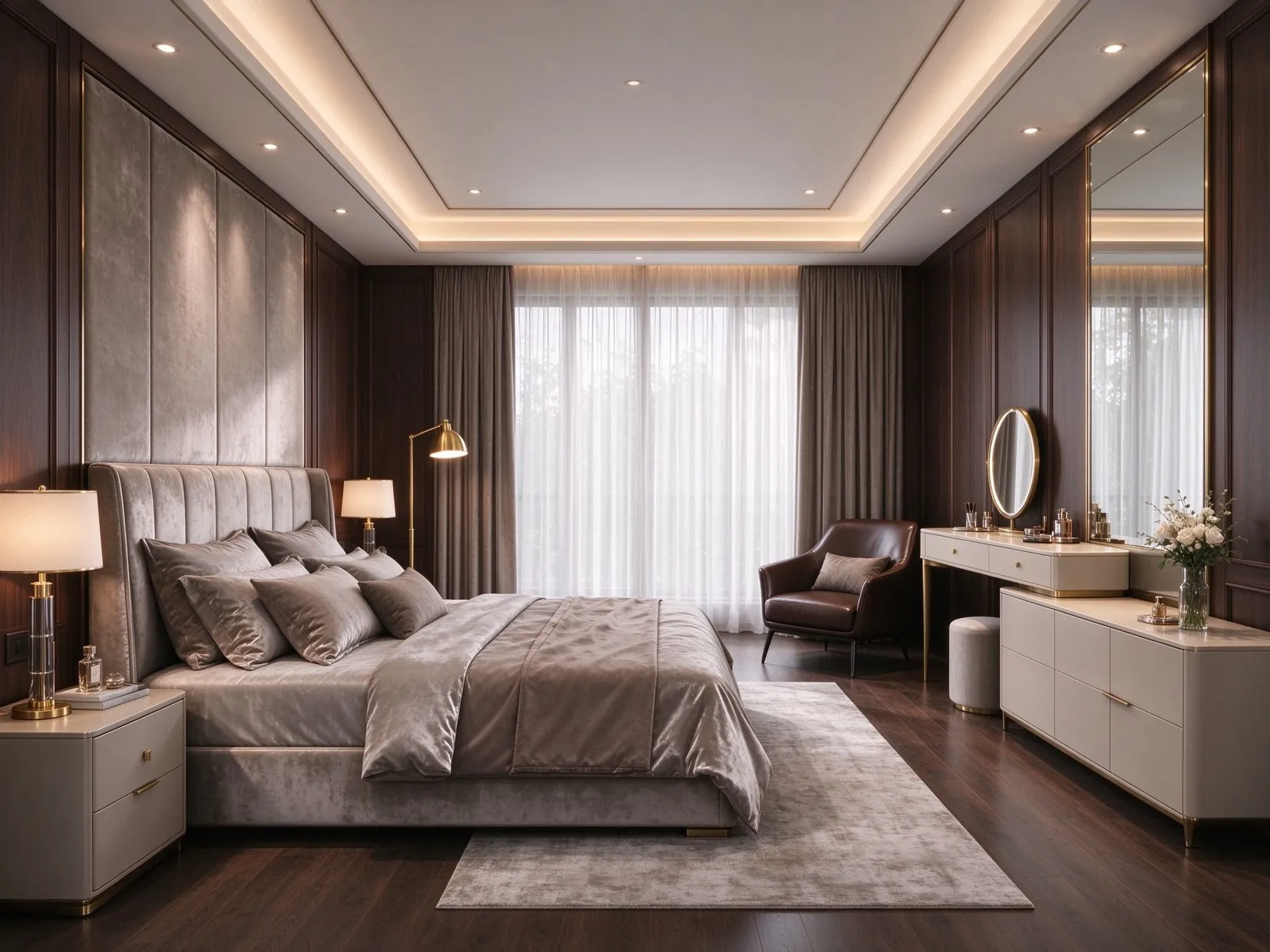 Italian luxe master suite styling example