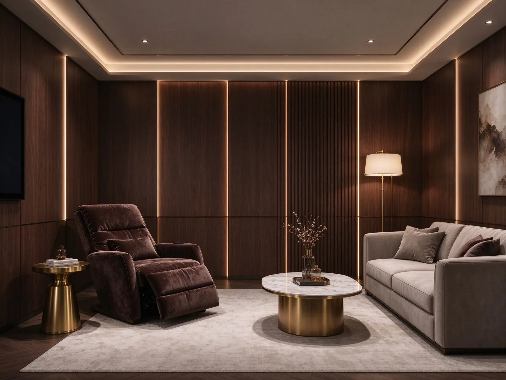 Italian luxe media lounge styling example