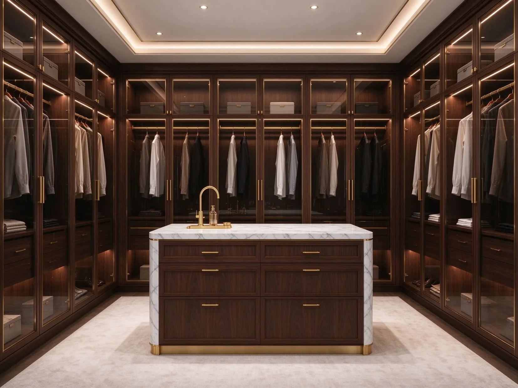 Italian luxe walk-in wardrobe styling example